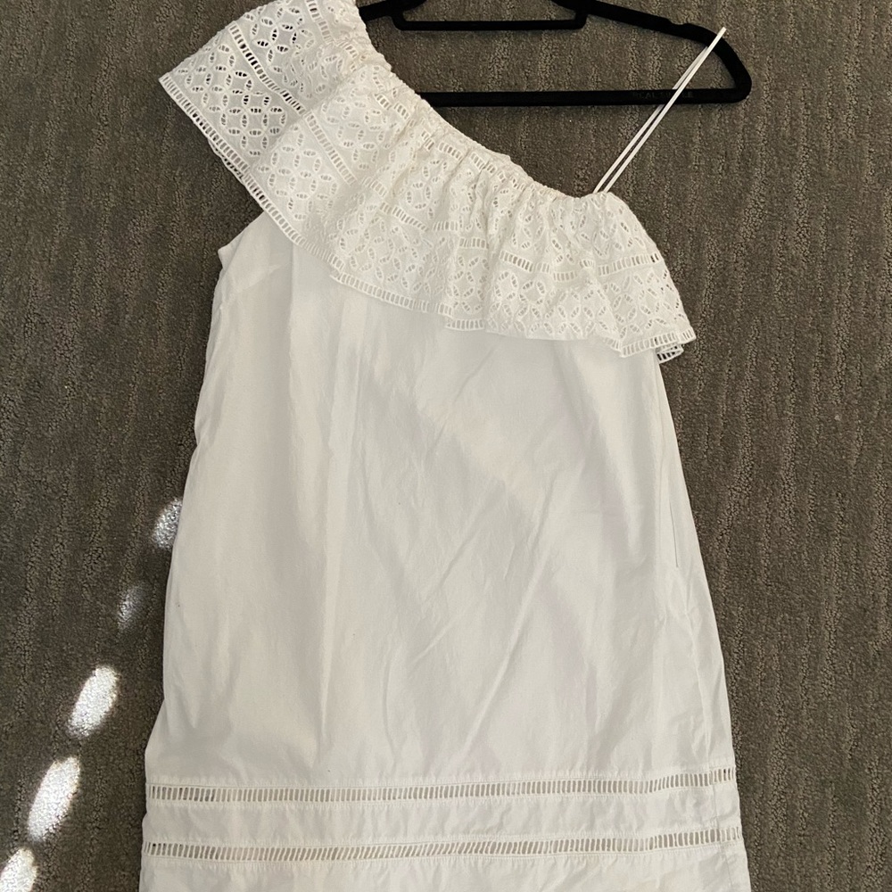 Abercrombie & Fitch XS One shoulder white ruffled neckline dress summer Y2K
